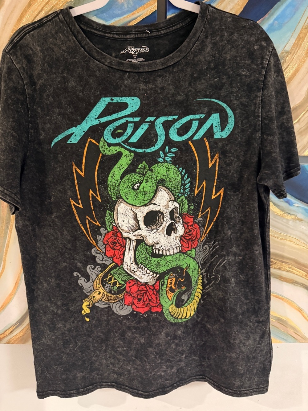 Poison Band Logo Black Tee — size M